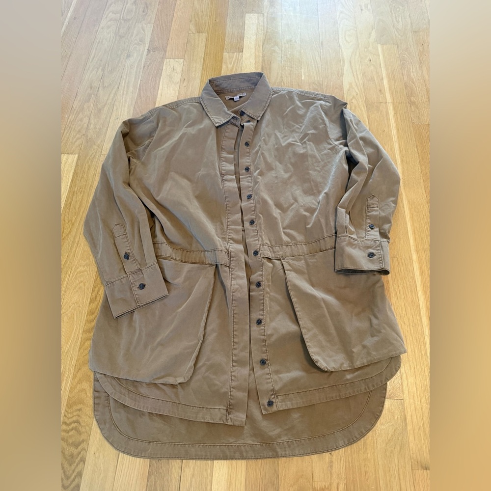 COTTON TWILL UTILITY TUNIC Beige Tan Banana Republic Button down jacket M - Picture 10 of 15